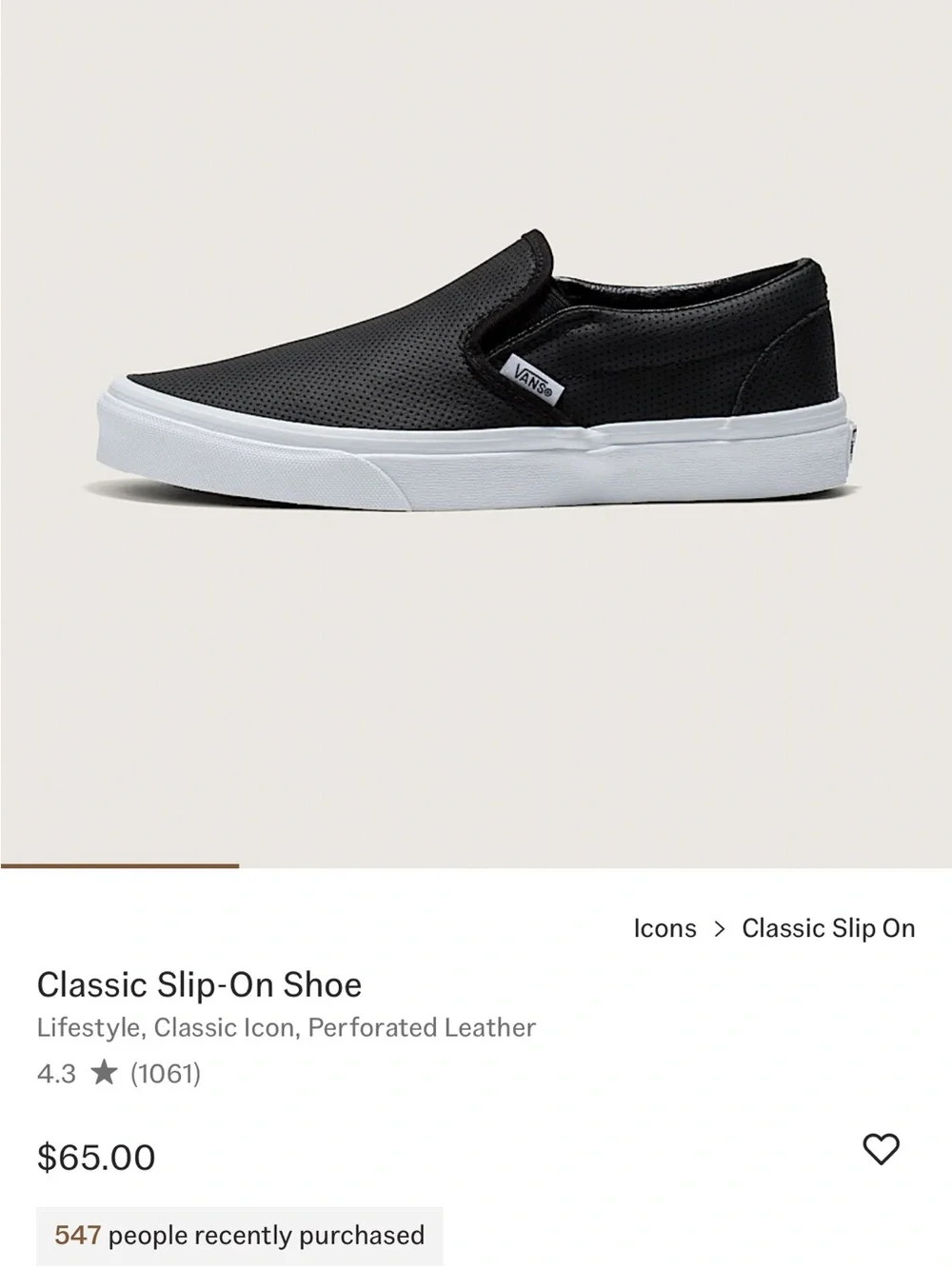 Vans Classic Black Leather shoes– Women’s 6.5